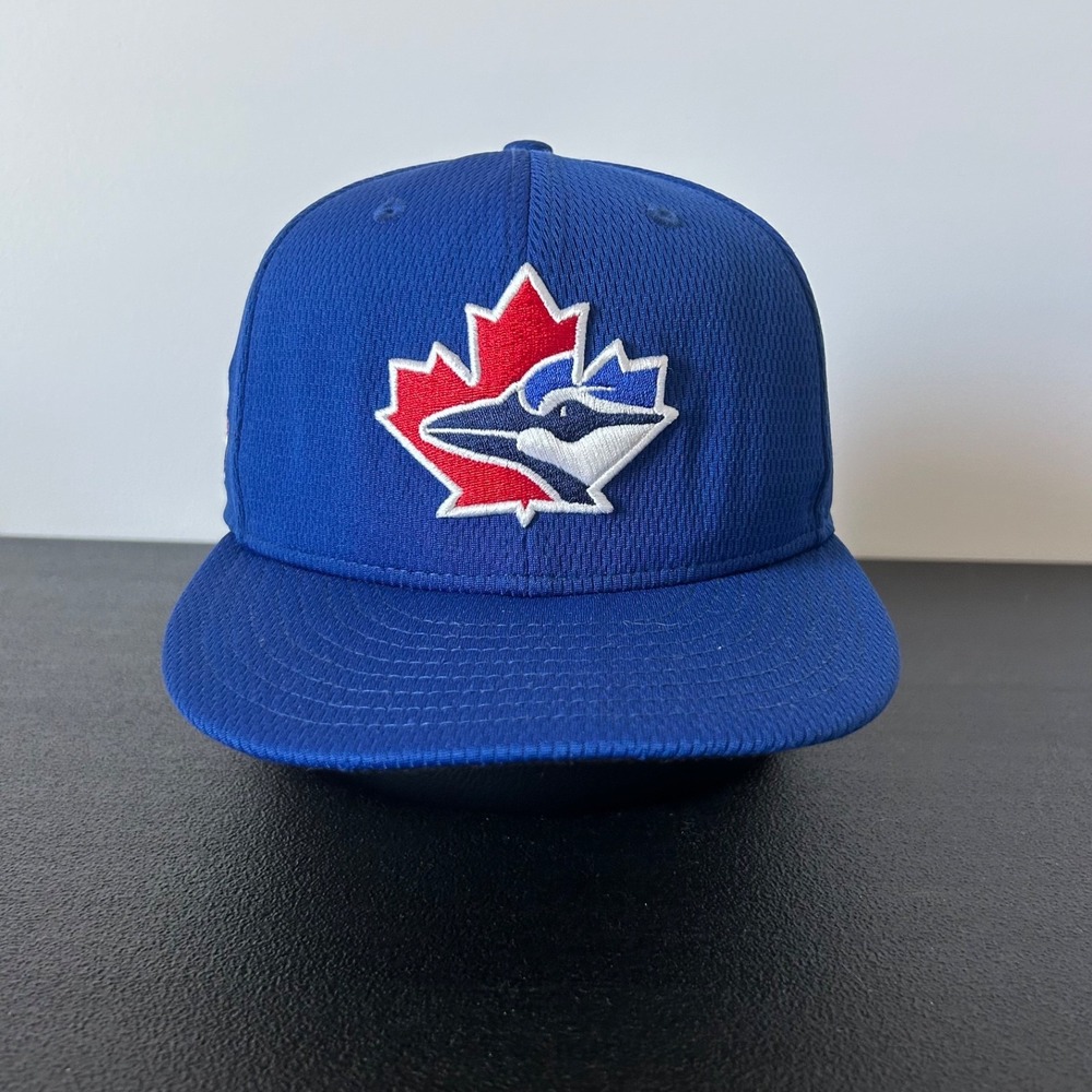 New Era Toronto Blue Jays Hat Cap Fitted Size 7 1/2 Blue MLB Baseball On Field